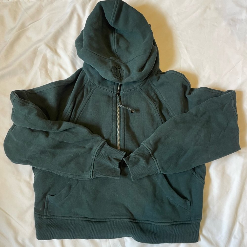 lululemon athletica dark green half-zip hoodie